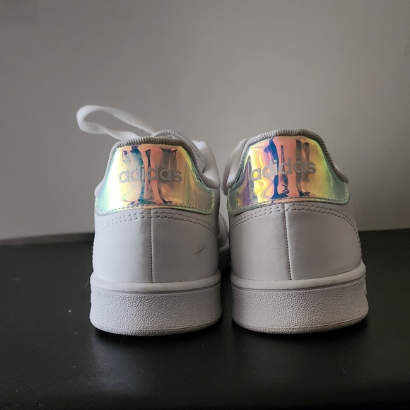 Adidas Grand Court Sneakers White w/Iridescent Stripes - Picture 5 of 9